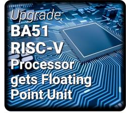The BA51 RISC-V Embedded Processor IP core gets an integrated FPU; available now from CAST