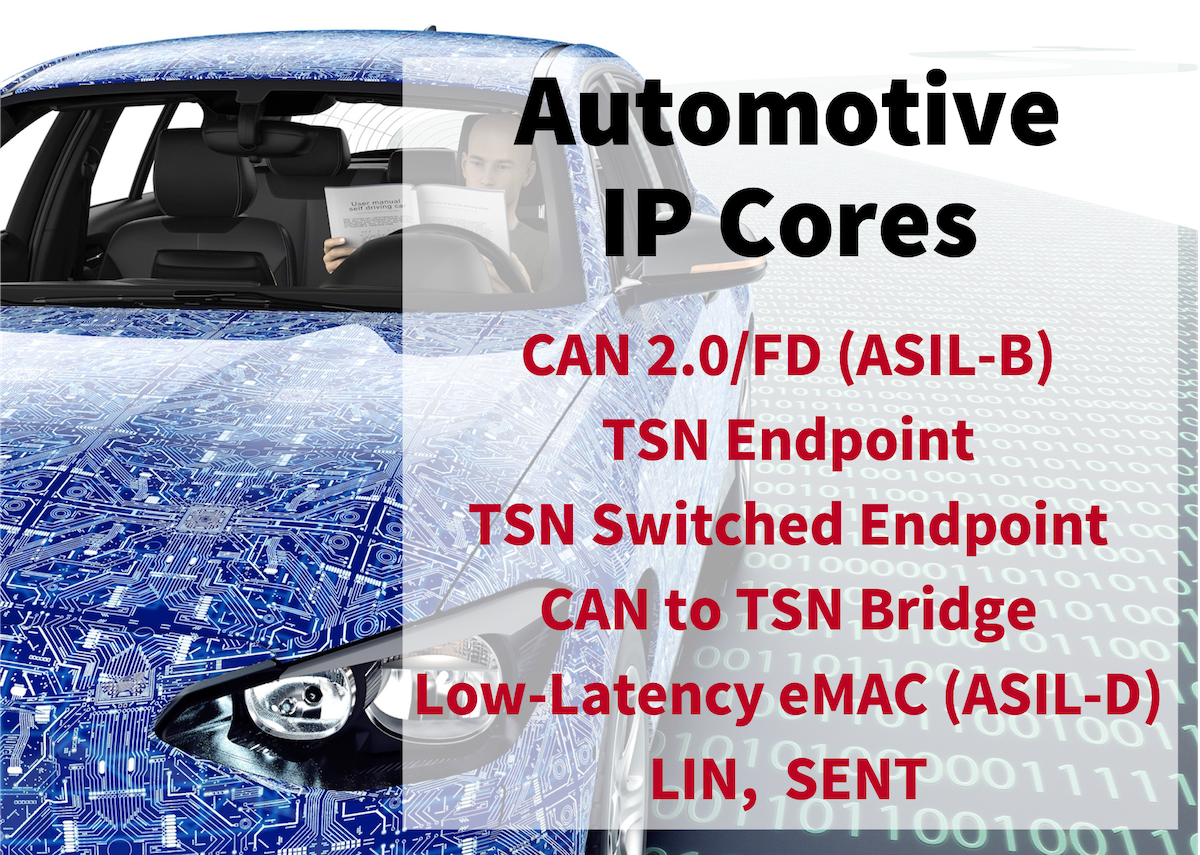 Automotive Bus Controller IP Cores Automotive bus IP cores: CAN, TSN, LIN, SENT; from CAST, Inc.