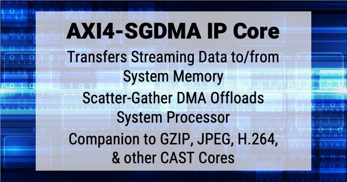 AXI4-SGDMA Featured Image CAST AXI4-SGDMA Streaming to.from memory scatter-gather DMA IP core